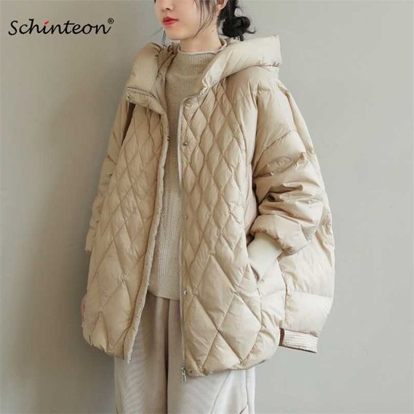 

schinteon korean style women down jacket over size short coat loose warm autumn winter casual outwear 211013, Black