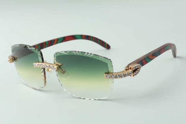 

2021 designers sunglasses 3524023 xl diamonds cuts lens natural peacock wooden temples glasses, size: 58-18-135mm, White;black