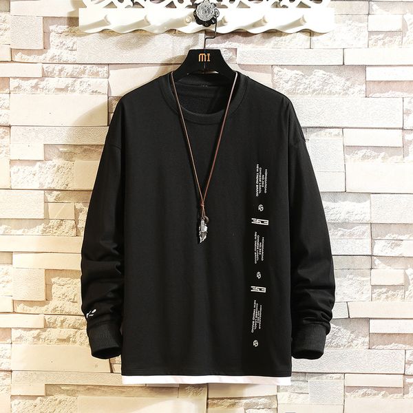 

long sleeves men's white black tshirts spring autumn clothes hip hop tees kg-270