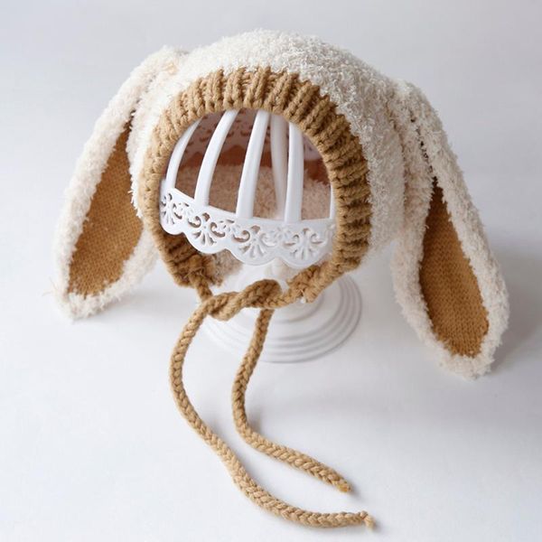 

caps & hats winter plush knitted warm baby hat cute long ear cap born toddler boys girls earflap bonnet beanie, Yellow