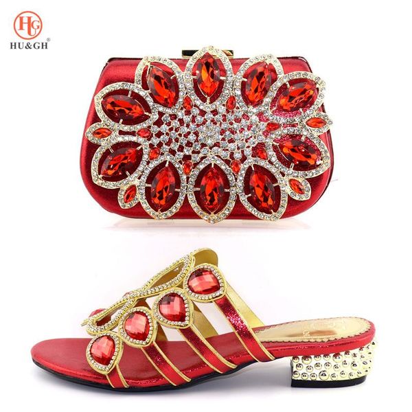 

dress shoes 2021 latest red coral italian ladies and bags to match set decorated with rhinestone african party wedding low heels, Black
