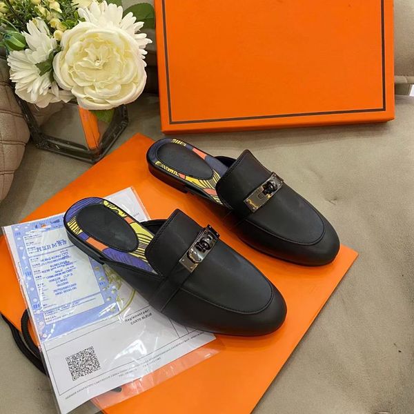 

21sswomen flat fisherman classical leather half drag 3d casual shoes designer letter slippers flip flop slides mkjjjj0002, Black