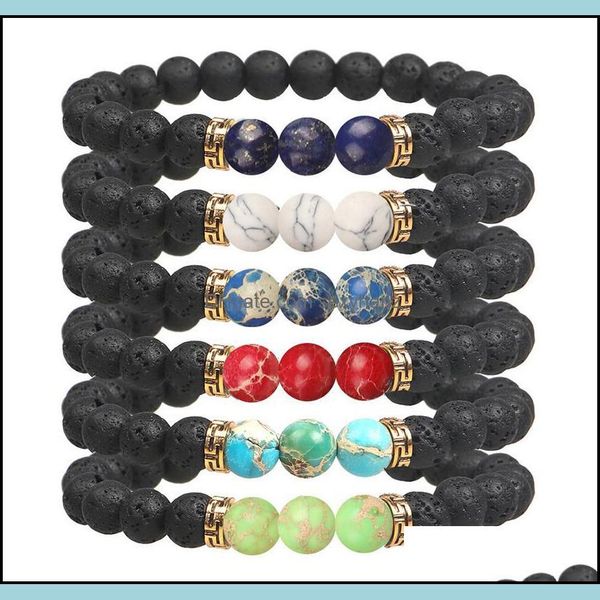 

beaded, strands selling chakra energy natural lava stone 8mm colorf beads bracelets fashion jewelry crafts drop delivery 2021 vroev, Black