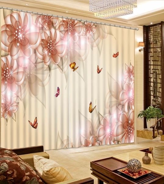 

curtain & drapes custom any size 3d fyellow background dreamy flowers butterfly window for the bedroom blackout fabric