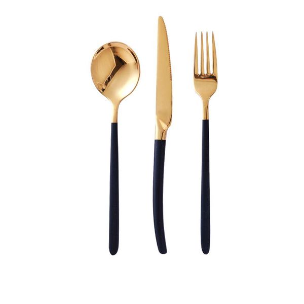 

dinnerware sets 3pcs american golden/silvery stainless steel set tableware cutlery flatware knife spoon fork suit