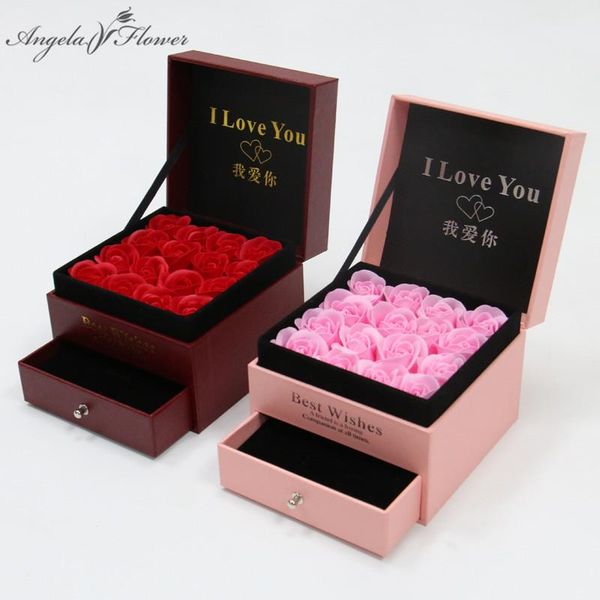 

decorative flowers & wreaths creative gift box+soap flower+gifts bag+card valentine's day gifts preserved rose box jewelry storage fest