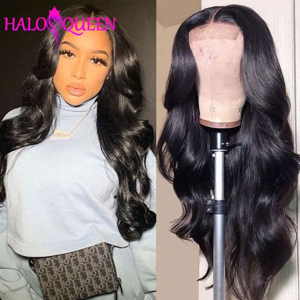 

natural color long body wave wig human hair 180 density 13x4x1 4x4 brazilian transparent lace frontal wig pre plucked, Black