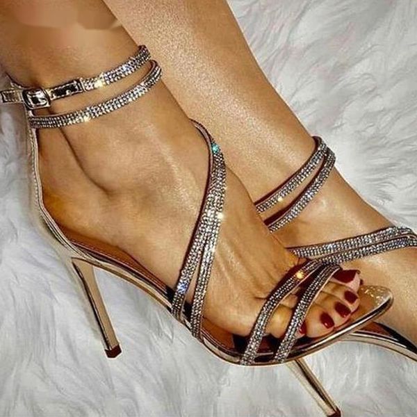 

sandals ladies summer shoes for woman fashion rhinestone gladiator women wedding open toe after zip stiletto high heels, Black