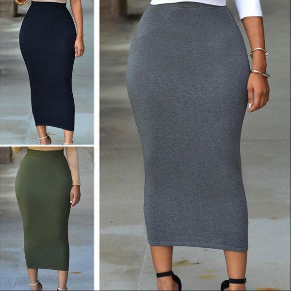 

women ladies skirt bandge bodycon high waist pencil bodycon maxi skirt long skirts black gray green 2021 fashion plus size