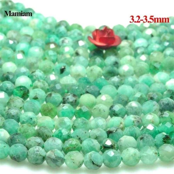 Mamiam Natural esmeralda laceted contas redondas 3.2-3.5mm suave solta pedra diy bracelete colar jóias fazendo presente design