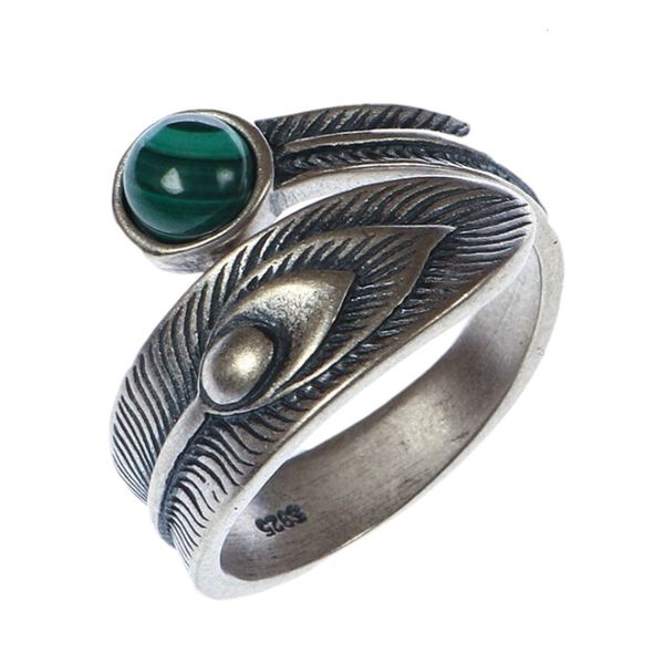 

2021 new real solid s925 pure female retro malachite fashion open sier ring for woman jewelry 71me, Silver