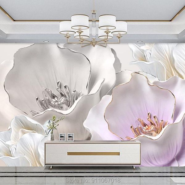 

wallpapers feidie custom embossment flowers mural po wallpaper 3d wall stickers home decor living room decorative paper interior sticker