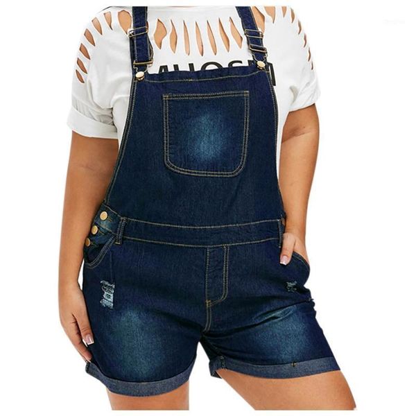 Mulheres Denim Jumpsuit Summer Casual Loose Botão Sem Mangas Botão Pocket Suspenders Macacões Plus Size Playsuits Macacões # 2 Jumpsuits das Mulheres