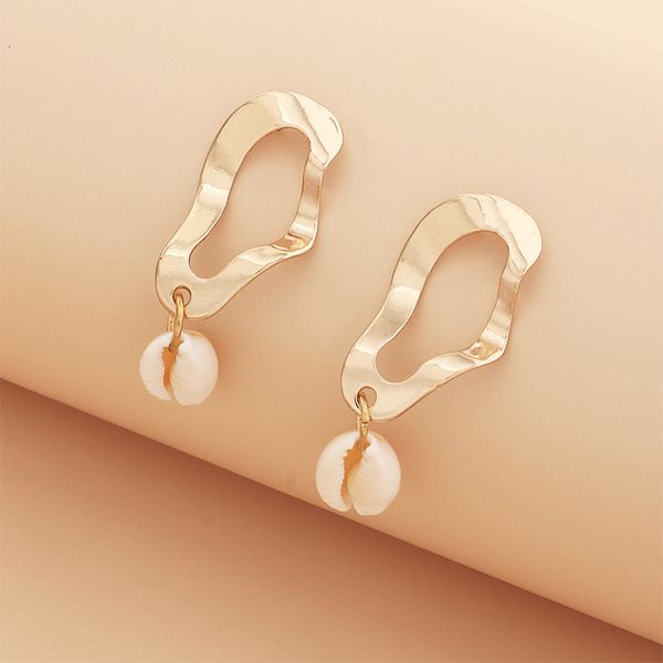 

ez1741 jewelry irregular metal bohemian style personality shell earrings, Silver