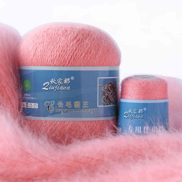 1 pc 50 + 20g / set Long Plush Mink Cashmere Fine Qualidade Fine Hand-Knitting Tópico para Cardigan Scarf Adequado para Mulher Y211129