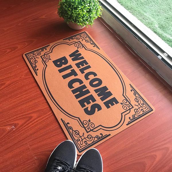 

cushion/decorative pillow doormat entrance floor mat - funny welcome bitches designed indoor outdoor door top