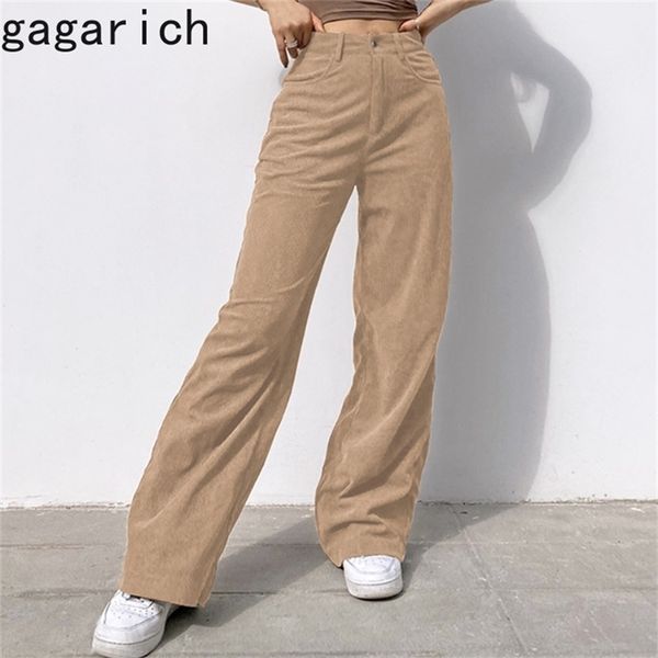 

gagarich women casual pants retro vintage corduroy spring high waist loose slim solid all-match straight-leg 210915, Black;white