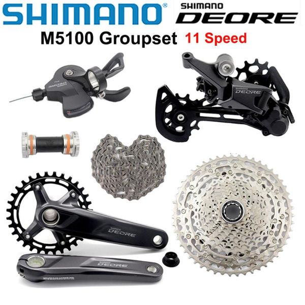 

bike derailleurs deore m5100 11 speed groupset mtb mountain 11v shifter lever rear derailleur crankset cassette chain