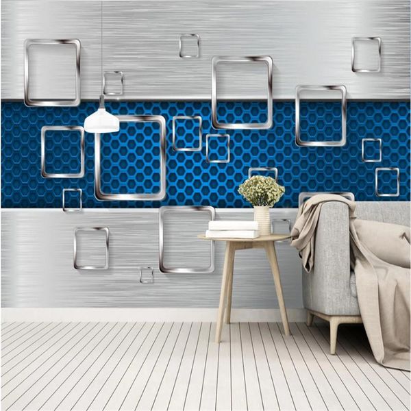 

wallpapers modern simple industrial wind 3d geometric metal mural wallpaper for living room cafe restaurant wall paper papel de parede