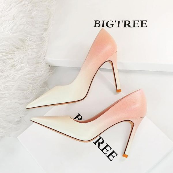 

dress shoes fashionable sweet intellectual stiletto heel shallow mouth pointed toe color matching gradient single women's, Black