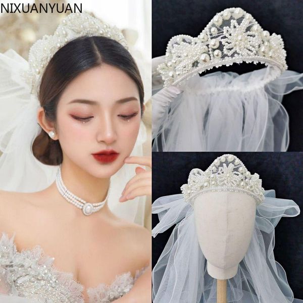 

headpieces wholesale bridal wedding hair accessories headwear bride headdress headpiece flower girl headband pearls crown diadems, Silver