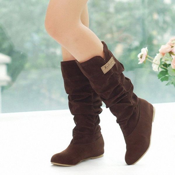 

tangnest suede casual women mid calf boots ladies winter autumn boots comfortable platform flats shoes plus size 35 43 xwx6900 x6vn#, Black