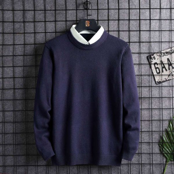 

autumn and winter sweater men's pure color heart-shaped hollowed out t-shirt fake two piece warm coat college korean trend, White;black