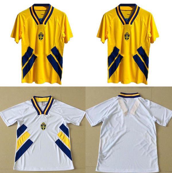 

retro 1994 sweden soccer jersey home and away 94 dahlin brolin larsson ingesson classic vintage football shirts calcio ibrahimovic 10 berg s, Black;yellow