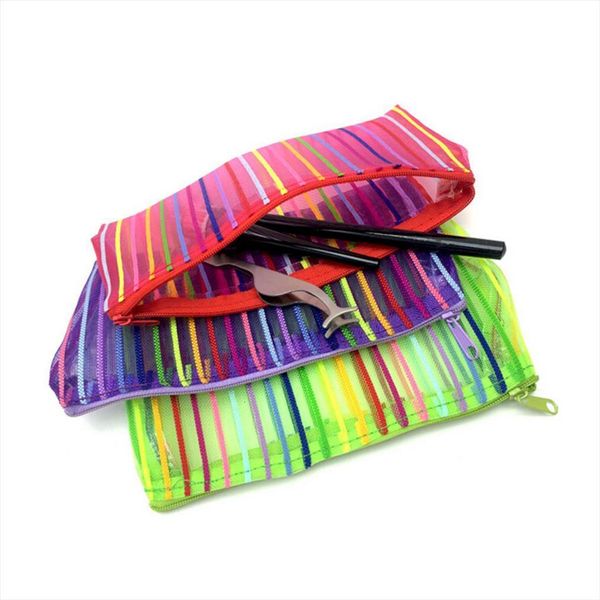 

rainbow women portable cosmetic fashion bag beauty zipper travel make up letter toiletry pouch organizer holder