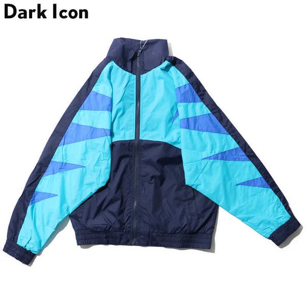 

color block batwing sleeve off shoulder thin style jackets men autumn casual men's jackets 210603, Black;brown