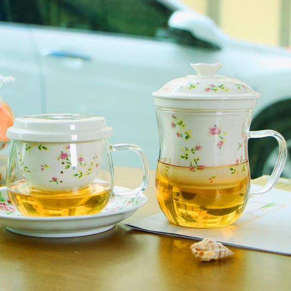 

ceramic cup with lid filter green porcelain glass cup travel teacup teaware water mug teapot office home drinkware