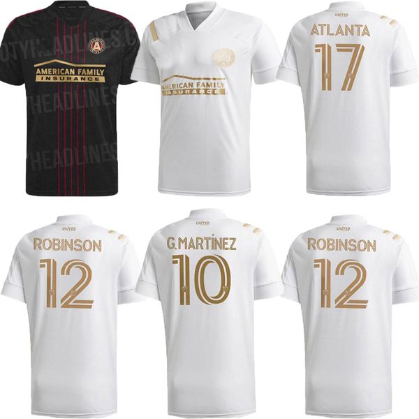 

mls 2021 2022 atlanta united fc home black soccer jersey 20 21 barco garza jones villalba mccann martinez almiron white football shirts, Black;yellow