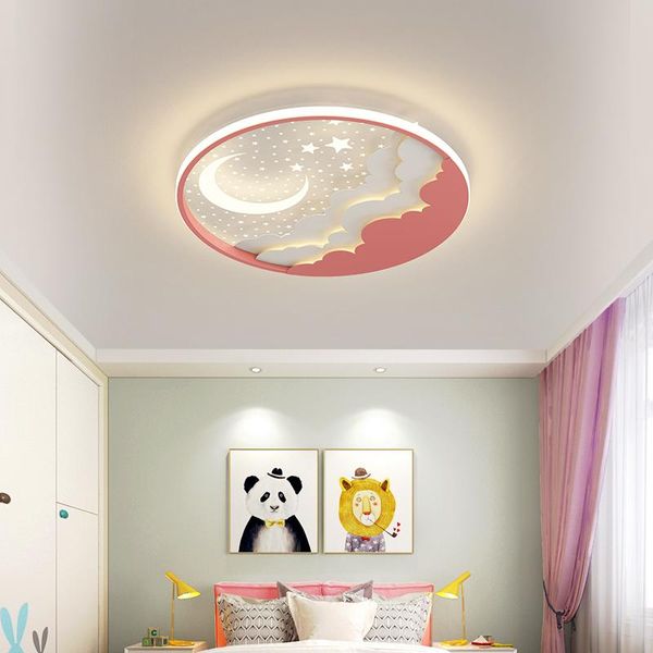 Люстры Спальня Лампа детская комната Потолочные мальчики и девочки круглые розовые синие личности творческий туманный