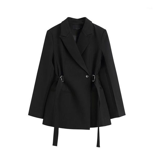 

women's suits & blazers [ewq] korea chic fashion casual simple solid color lapel tie wide loose long-sleeved khaki suit jacket women su, White;black