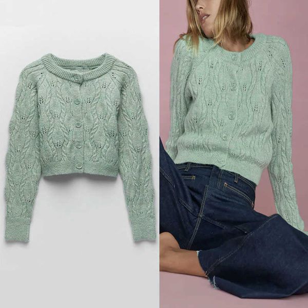 

za cable knit green cardigan women o neck long sleeve vintage slim knitted woman fashion streetwear fitted sweaters 210602, White