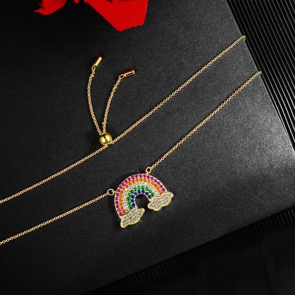 

chains rainbow necklace mori style japanese and korean all-match girls' clavicle chain wholesale, Silver