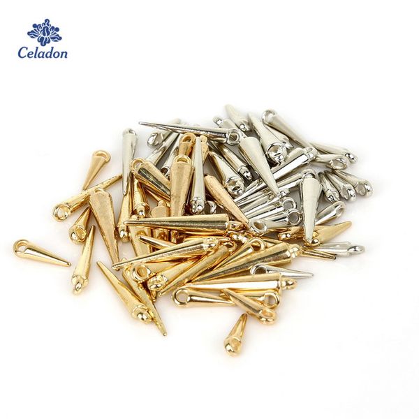 

Cheap Charms 100-200pcs/lot Rhodium/Gold Color CCB Plastic Cone Shape Beads Charms Pendants for Bracelet Necklace DIY Jewelry Findings, Silver