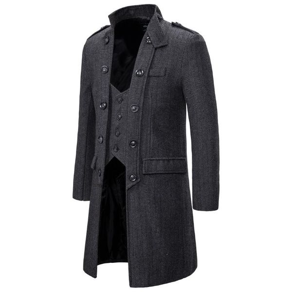 

men's trench coats the euro size coat x-long windbreaker wool, Tan;black