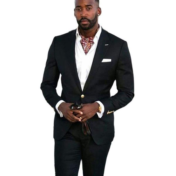 

men's suits & blazers black business men slim fit african wedding tuxedos for groom peaked lapel male fashion jacket with pants dinner, White;black