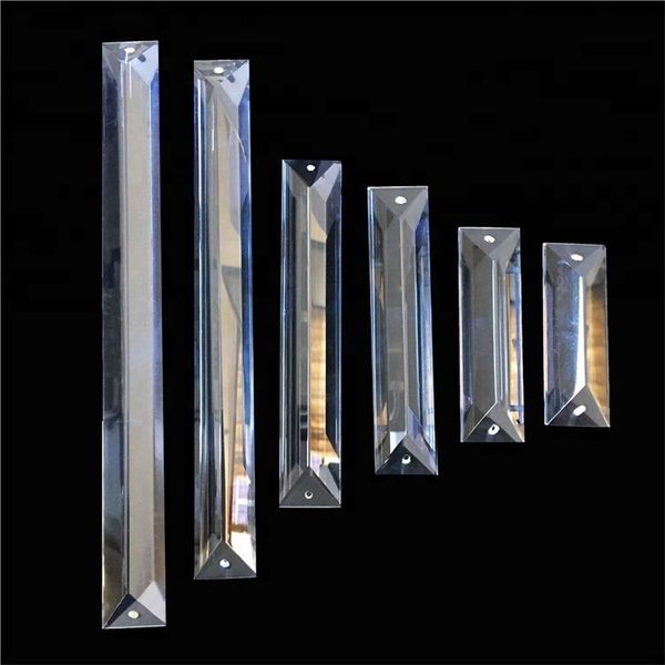 Big Size Trasparente 22x150mm a 22x300mm Clear Crystal Triangle Strip Prism Suncatchers Lampada di illuminazione Parti per la casa Decor 210811