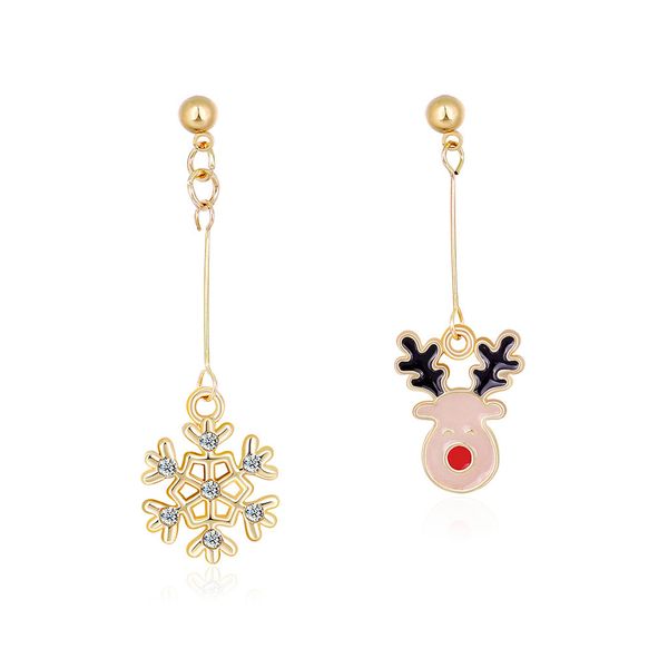 

factory cartoon long dripping oil snowflake deer asymmetric earrings new christmas danrun christmas