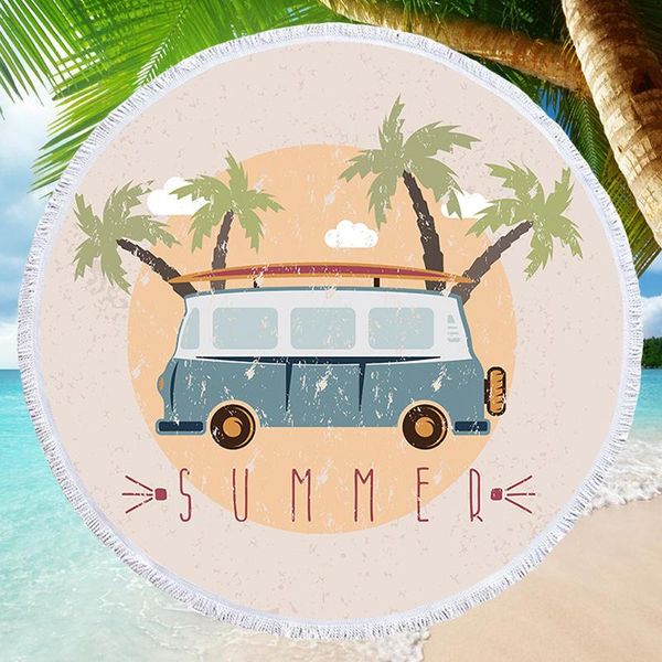 

towel cartoon car beach shawl travel camping picnic mat sports yoga blanket microfiber bath sauna round