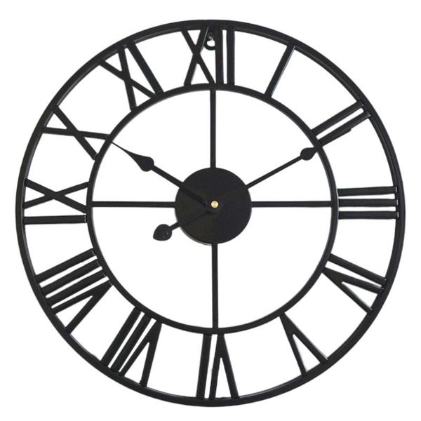 

wall clocks roman number clock creative iron decor living room (black)
