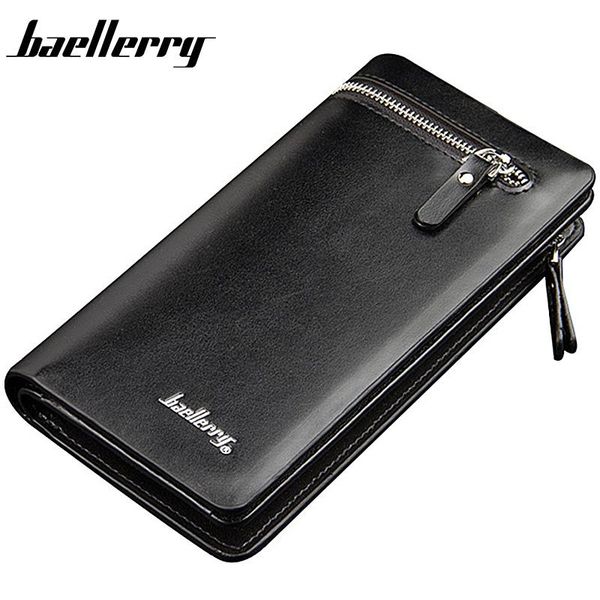 

wallets 2021 men long double zipper pu leather phone pocket large capacity purse multifunction classic male wallet, Red;black