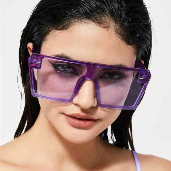 

2021 cool clear purple oversized rimls square fram mens shad sunglass sun glass for women, White;black
