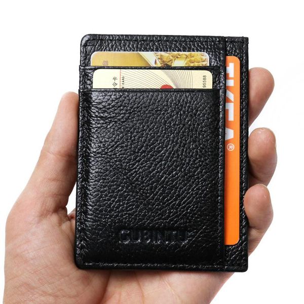 

card holders solid male bank wallet men soft package real cow leather coin pocket short purse slim cards cover case, Brown;gray
