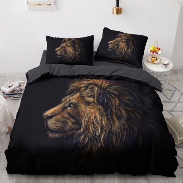 

bedding sets 3d black set custom design lion quilt cover animal comforter cases pillow king  super twin size