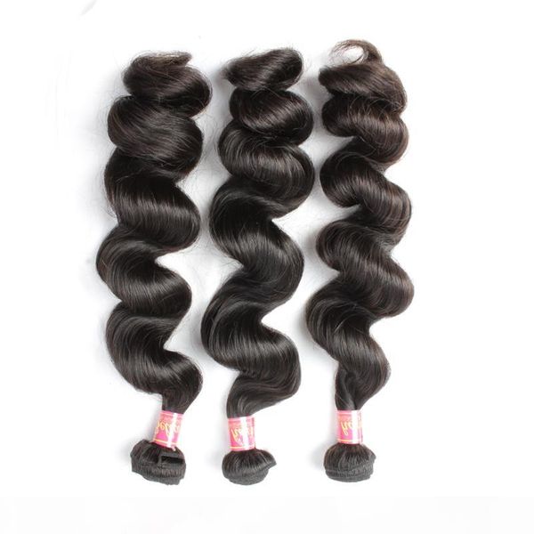 

3pcs lot natural color malaysian hair wavy loose wave human hair unprocessed hair extensions ing, Black