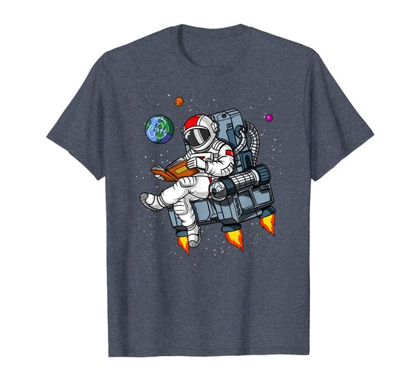 

space astronaut book reading cosmic galaxy t-shirt, White;black