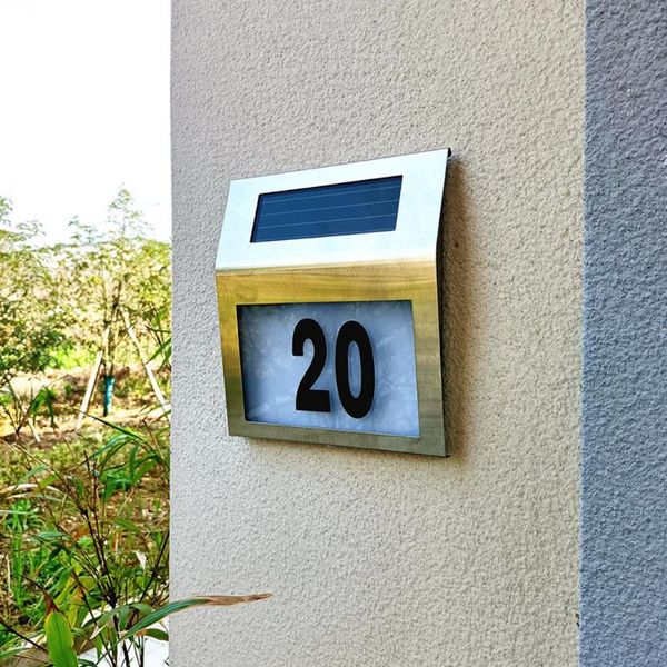 Lâmpadas solares 2021 luzes Lâmpada ao ar livre House número número iluminado LEDs Doorplate Light for Home Street Garden